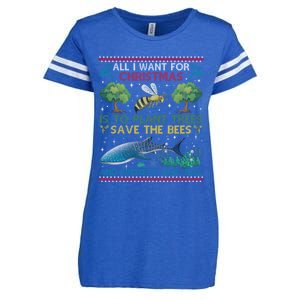 All I Want For Christmas Plant Trees Save Bees Protect Seas Gift Enza Ladies Jersey Football T-Shirt