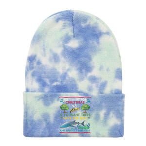 All I Want For Christmas Plant Trees Save Bees Protect Seas Gift Tie Dye 12in Knit Beanie