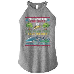 All I Want For Christmas Plant Trees Save Bees Protect Seas Gift Women's Perfect Tri Rocker Tank