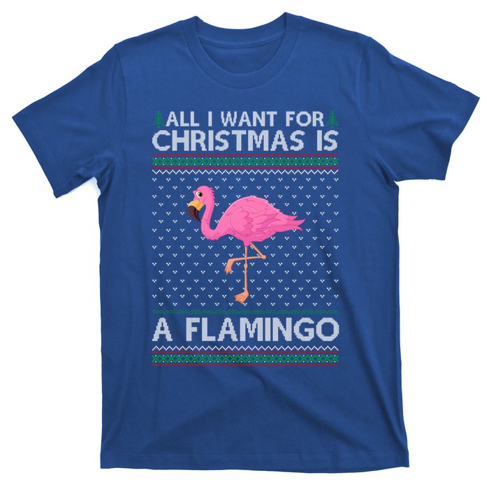 All I Want For Christmas Is A Flamingo Ugly Xmas Holiday Funny Gift T-Shirt