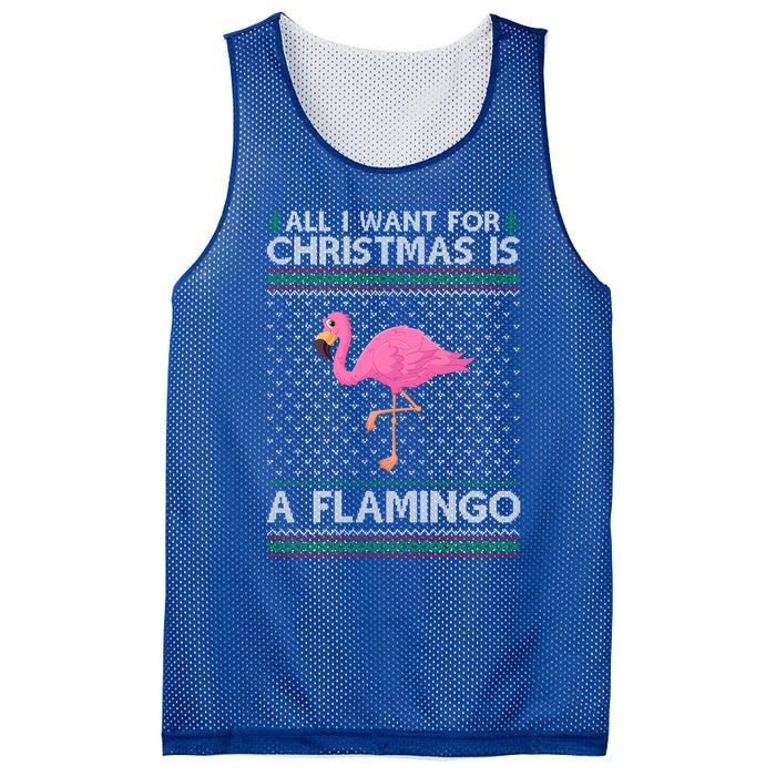 All I Want For Christmas Is A Flamingo Ugly Xmas Holiday Funny Gift Mesh Reversible Basketball Jersey Tank