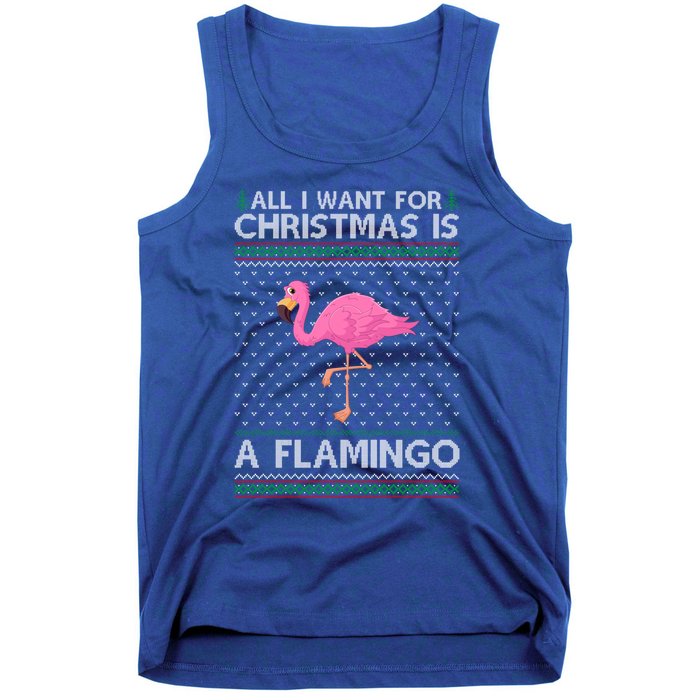 All I Want For Christmas Is A Flamingo Ugly Xmas Holiday Funny Gift Tank Top