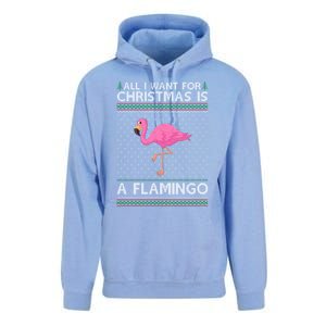 All I Want For Christmas Is A Flamingo Ugly Xmas Holiday Funny Gift Unisex Surf Hoodie