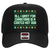 All I Want For Christmas Is A Costco Hot Dog Christmas Sweater High Crown Mesh Back Trucker Hat