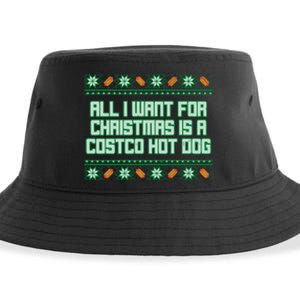 All I Want For Christmas Is A Costco Hot Dog Christmas Sweater Sustainable Bucket Hat