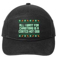 All I Want For Christmas Is A Costco Hot Dog Christmas Sweater 7-Panel Snapback Hat