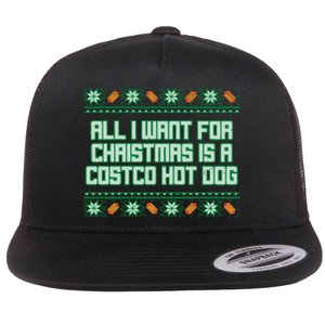 All I Want For Christmas Is A Costco Hot Dog Christmas Sweater Flat Bill Trucker Hat