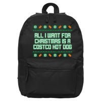 All I Want For Christmas Is A Costco Hot Dog Christmas Sweater 16 in Basic Backpack