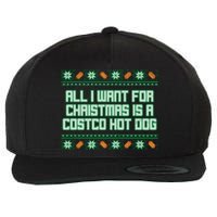 All I Want For Christmas Is A Costco Hot Dog Christmas Sweater Wool Snapback Cap