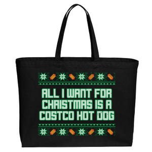 All I Want For Christmas Is A Costco Hot Dog Christmas Sweater Cotton Canvas Jumbo Tote