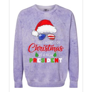 All I Want For Christmas Is A New President Xmas USA Santa Colorblast Crewneck Sweatshirt