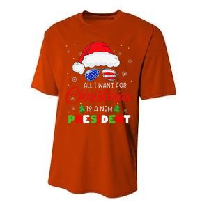 All I Want For Christmas Is A New President Xmas USA Santa Performance Sprint T-Shirt