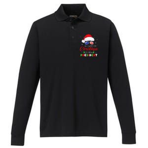 All I Want For Christmas Is A New President Xmas USA Santa Performance Long Sleeve Polo