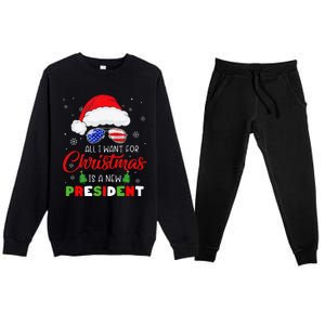 All I Want For Christmas Is A New President Xmas USA Santa Premium Crewneck Sweatsuit Set