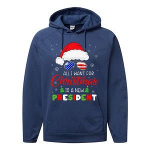 All I Want For Christmas Is A New President Xmas USA Santa Performance Fleece Hoodie