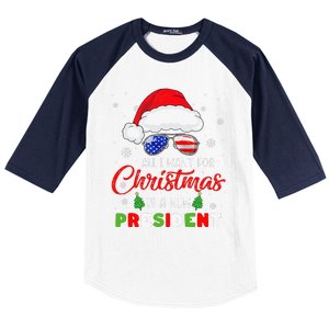 All I Want For Christmas Is A New President Xmas USA Santa Baseball Sleeve Shirt