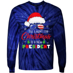 All I Want For Christmas Is A New President Xmas USA Santa Tie-Dye Long Sleeve Shirt