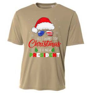 All I Want For Christmas Is A New President Xmas USA Santa Cooling Performance Crew T-Shirt