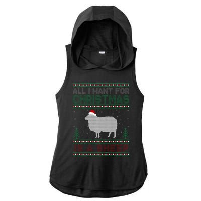 All I Want for Xmas is a Sheep Ugly Christmas Sweater Ladies PosiCharge Tri-Blend Wicking Draft Hoodie Tank