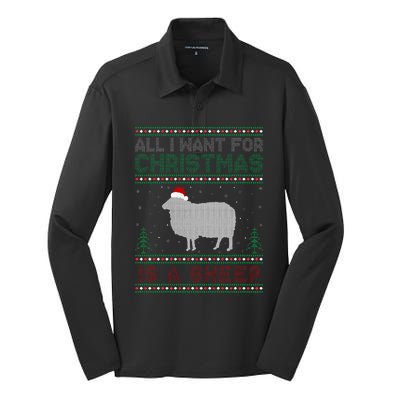 All I Want for Xmas is a Sheep Ugly Christmas Sweater Silk Touch Performance Long Sleeve Polo