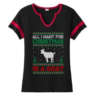 All I Want For Xmas Is A Goat Ugly Christmas Sweater Cool Gift Ladies Halftime Notch Neck Tee