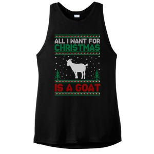 All I Want For Xmas Is A Goat Ugly Christmas Sweater Cool Gift Ladies PosiCharge Tri-Blend Wicking Tank