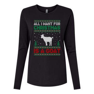 All I Want For Xmas Is A Goat Ugly Christmas Sweater Cool Gift Womens Cotton Relaxed Long Sleeve T-Shirt