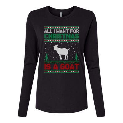 All I Want For Xmas Is A Goat Ugly Christmas Sweater Cool Gift Womens Cotton Relaxed Long Sleeve T-Shirt