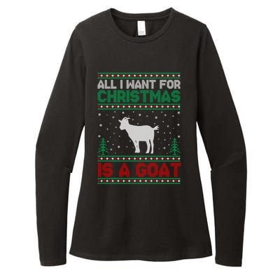 All I Want For Xmas Is A Goat Ugly Christmas Sweater Cool Gift Womens CVC Long Sleeve Shirt