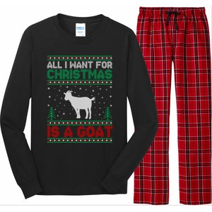 All I Want For Xmas Is A Goat Ugly Christmas Sweater Cool Gift Long Sleeve Pajama Set