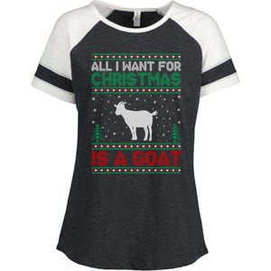 All I Want For Xmas Is A Goat Ugly Christmas Sweater Cool Gift Enza Ladies Jersey Colorblock Tee