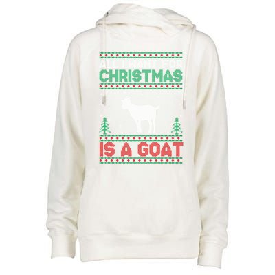 All I Want For Xmas Is A Goat Ugly Christmas Sweater Cool Gift Womens Funnel Neck Pullover Hood