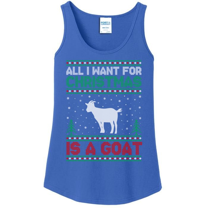 All I Want For Xmas Is A Goat Ugly Christmas Sweater Cool Gift Ladies Essential Tank