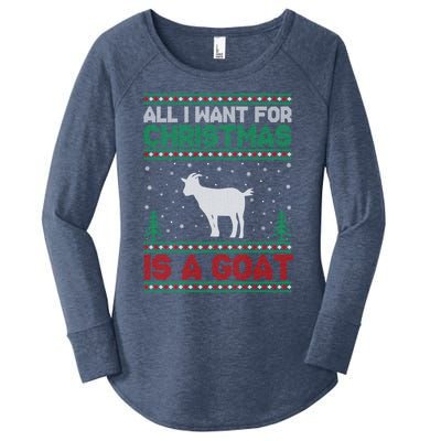 All I Want For Xmas Is A Goat Ugly Christmas Sweater Cool Gift Women's Perfect Tri Tunic Long Sleeve Shirt