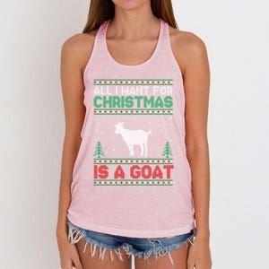 All I Want For Xmas Is A Goat Ugly Christmas Sweater Cool Gift Women's Knotted Racerback Tank