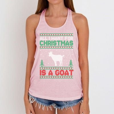 All I Want For Xmas Is A Goat Ugly Christmas Sweater Cool Gift Women's Knotted Racerback Tank