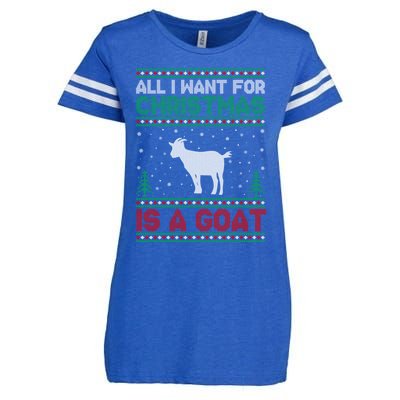 All I Want For Xmas Is A Goat Ugly Christmas Sweater Cool Gift Enza Ladies Jersey Football T-Shirt