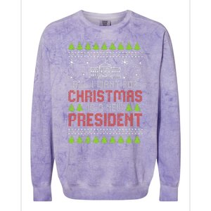 All I Want For Christmas New President Ugly Xmas Colorblast Crewneck Sweatshirt