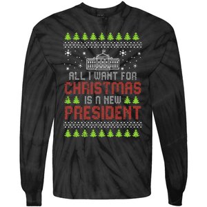 All I Want For Christmas New President Ugly Xmas Tie-Dye Long Sleeve Shirt