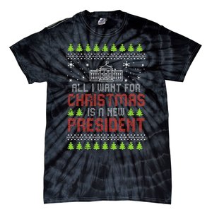 All I Want For Christmas New President Ugly Xmas Tie-Dye T-Shirt