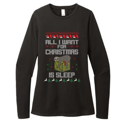 All I Want For Christmas Is Sleep Funny Xmas Pajama Costume Funny Gift Womens CVC Long Sleeve Shirt