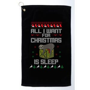 All I Want For Christmas Is Sleep Funny Xmas Pajama Costume Funny Gift Platinum Collection Golf Towel