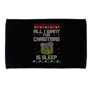 All I Want For Christmas Is Sleep Funny Xmas Pajama Costume Funny Gift Microfiber Hand Towel