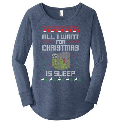 All I Want For Christmas Is Sleep Funny Xmas Pajama Costume Funny Gift Women's Perfect Tri Tunic Long Sleeve Shirt