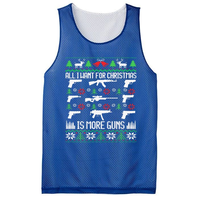 All I Want Is More Guns Collector Hunting Ugly Christmas Mesh Reversible Basketball Jersey Tank