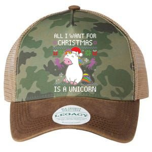 All I Want For Christmas Is A Unicorn Ugly Christmas Gift Legacy Tie Dye Trucker Hat