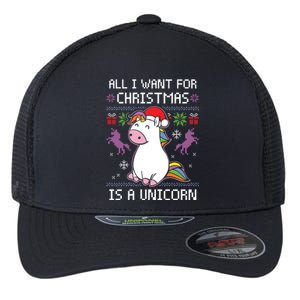 All I Want For Christmas Is A Unicorn Ugly Christmas Gift Flexfit Unipanel Trucker Cap