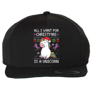 All I Want For Christmas Is A Unicorn Ugly Christmas Gift Wool Snapback Cap