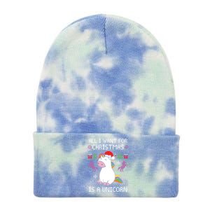 All I Want For Christmas Is A Unicorn Ugly Christmas Gift Tie Dye 12in Knit Beanie