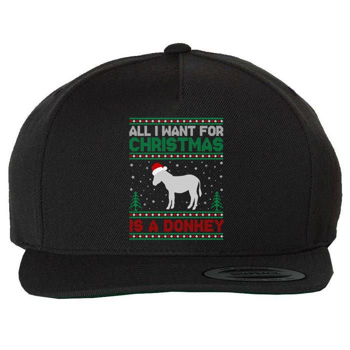 All I Want For Xmas Is A Donkey Ugly Christmas Sweater Gift Wool Snapback Cap
